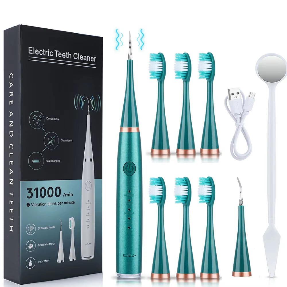 6-in-1 Ultrasonic Dental Cleaning System with Electric Toothbrush and Tartar Remover