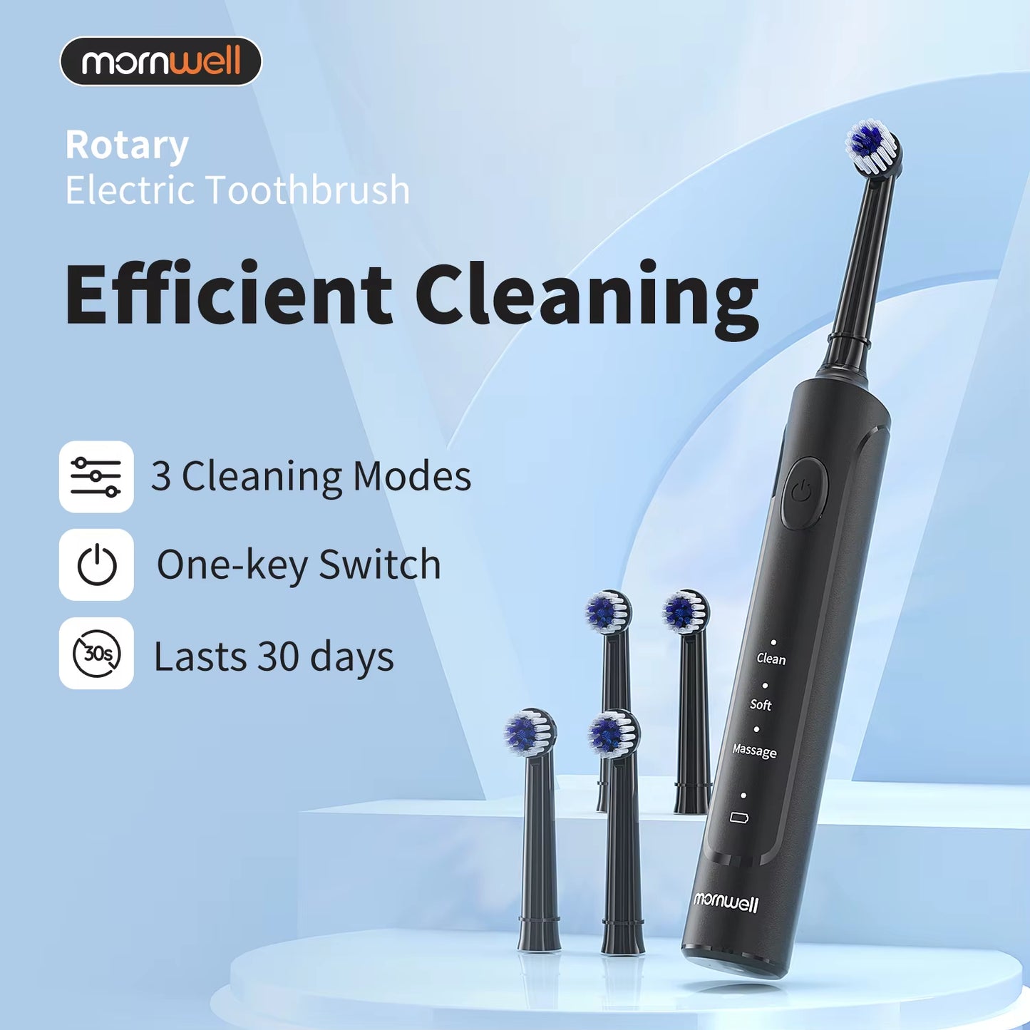 Electric Toothbrush Rotation Clean Teeth Adult 3 Modes Teeth Brush T37 Sonic Electric Tooth Brush with 4 Extra Replacement Heads