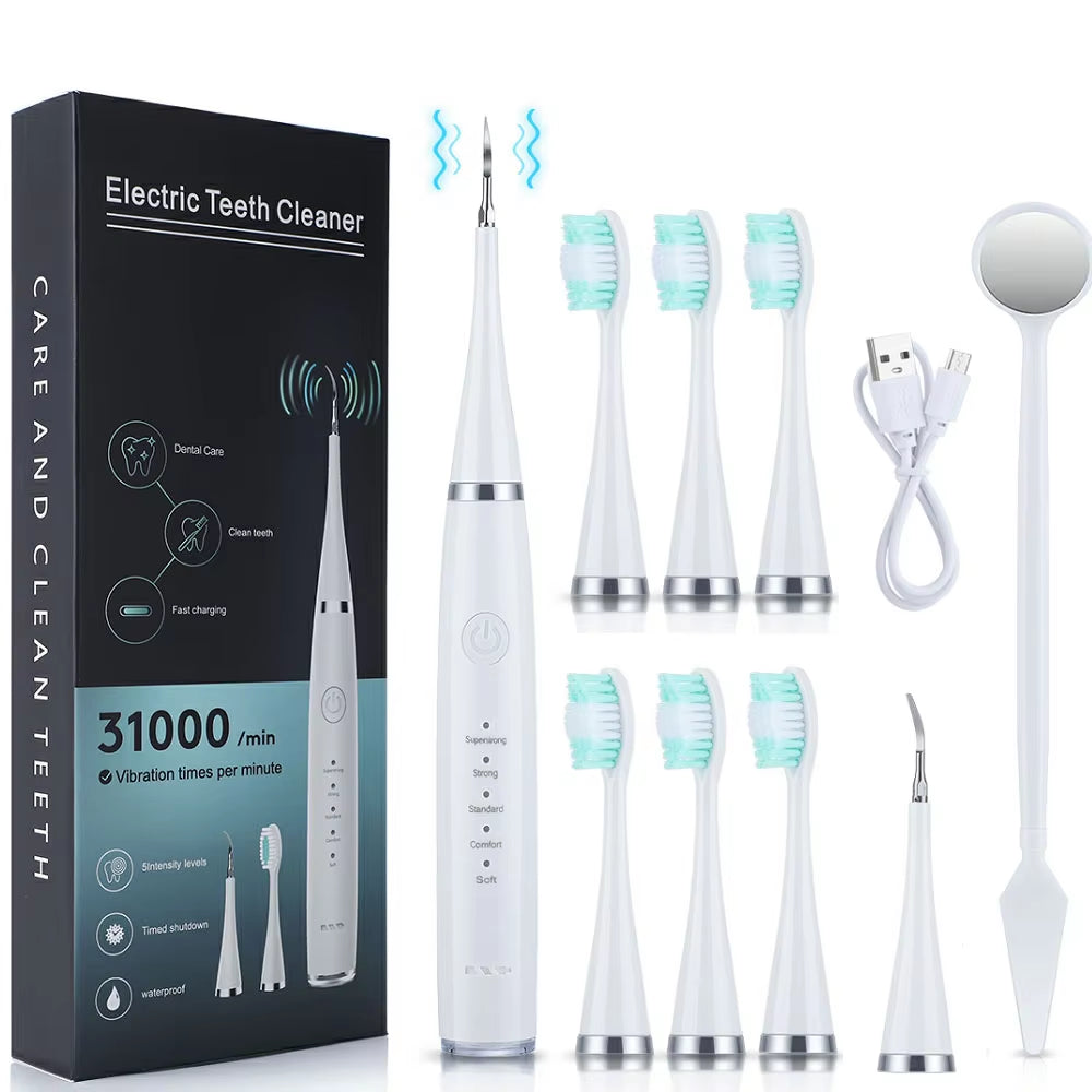 6-in-1 Ultrasonic Dental Cleaning System with Electric Toothbrush and Tartar Remover